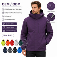 Veste Softshell Technique Homme Marque Blanche T800 Imperméable 350g Doublure Polaire Coupe-Vent à Capuche Logo Personnalisé S-5XL OEM