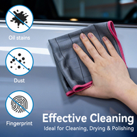Chiffon de nettoyage en microfibre de carbone OEM pour voiture, serviette de polissage sans traces pour vitres, sans peluches, pour le detailing automobile