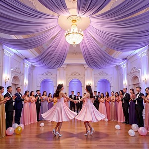 Cortinas de Techo Color Morado Claro para Bodas y Fiestas, Extra Largas, de Poliéster Grueso, Sin Arrugas, para Decoración de Carpas y Toldos para Fiestas de Cumpleaños - Product Image 1