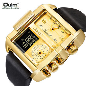 Oulm 1688 orologi <span class=keywords><strong>da</strong></span> uomo <span class=keywords><strong>Vintage</strong></span> bussola decorativa <span class=keywords><strong>orologio</strong></span> al quarzo due fusi orari <span class=keywords><strong>orologio</strong></span> <span class=keywords><strong>da</strong></span> <span class=keywords><strong>polso</strong></span> Casual in pelle - Product Image 2