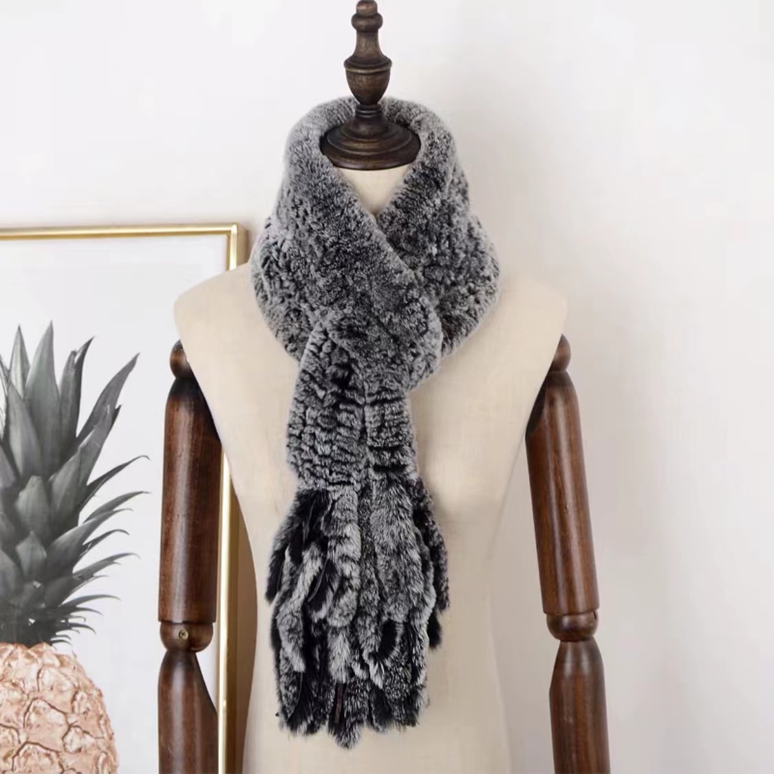 Высококачественный зимний шарф из кролика Рекс Меховые Шарфы плюшевый шарф на шею