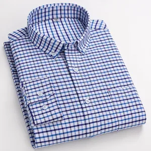 Camicie a maniche lunghe in cotone 100% Oxford per gli uomini <span class=keywords><strong>vestiti</strong></span> <span class=keywords><strong>neri</strong></span> a righe di design a quadri Casual traspiranti per la primavera per gli uomini Casual - Product Image 1