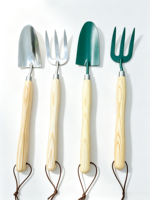 Kit d'outils de jardinage pour la maison et le jardin, comprenant une pelle, une houe, une brosse et un râteau à feuilles, pour le jardinage et les travaux agricoles.