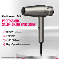 Sèche-cheveux ionique FirePhoenix M2 1875W, moteur sans balais 100000 tr/min, séchage rapide en salon 21 m/s, faible bruit, léger, diffuseur, 125V
