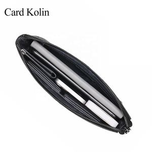 High Quality Designer Men's Luxury Leather Wristlet Bag Custom Logo Envelope Style Clutch <strong>Purse</strong> with Zipper Closure <strong>Long</strong> Wallet - Product Image 5