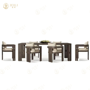 JEILI Modern Ticari Veranda Restoran Mobilyaları Dış Mekan Tik Ağacı Masa Halat Örgülü Sandalye Takımı Su Geçirmez Otel Projesi - Product Image 4