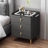 Table de nuit moderne avec station de charge secrète et finition en cuir pour la chambre à coucher avec garantie de service