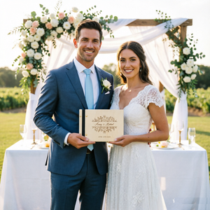 Album de mariage personnalisé avec couverture en bois, <span class=keywords><strong>livre</strong></span> <span class=keywords><strong>d</strong></span>'<span class=keywords><strong>or</strong></span> <span class=keywords><strong>photo</strong></span>, cadeau unique <span class=keywords><strong>pour</strong></span> la fête nuptiale, <span class=keywords><strong>livre</strong></span> de messages <span class=keywords><strong>pour</strong></span> les invités - Product Image 4