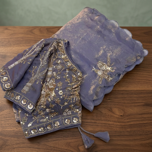 Sari Étnico de Satén de Última Moda de Boutique India, Diseño Exclusivo para Bodas, Fiestas, Festivales, Prenda de Moda para Mujer, Superventas - Product Image 3