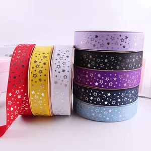 Free Sample 2.5cm White Logo Printing Brand Artwork Colorful Satin Grosgrain Ribbon Small Ribbons Color Printing