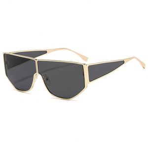 Lunettes de soleil pilote vintage 2025 avec logo personnalisé, monture métallique large, verre monobloc UV400, style punk pour hommes et femmes - Product Image 5