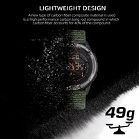 Montre numérique en fibre de carbone NORTH EDGE ALPS pour homme, résistante aux chocs, super légère, avec boussole, étanche 50 m, pour le sport et les activités de plein air