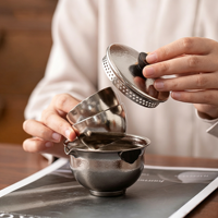 Service à thé de luxe haut de gamme en titane pur JH503T, portable, double paroi, tasse et théière anti-brûlure, séparation thé-eau, pour hôtels