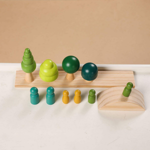 Jouet éducatif en bois certifié EN71, balançoire multifonctionnelle à enfilser et à empiler pour la reconnaissance des couleurs des bébés - Product Image 3