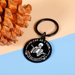 Portachiavi <span class=keywords><strong>con</strong></span> Teschio, Regalo Divertente, Scheletro 'Finché non lo saprò io, sono un piacere', Portachiavi Sarcasmi per Colleghi, Regali da Lavoro - Product Image 5