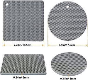 Sous-plats en silicone épais et résistants à la chaleur de qualité supérieure avec maniques de four et coussinets en silicone pour casseroles chaudes - Product Image 5