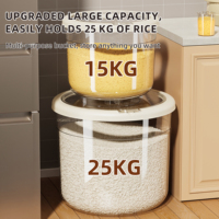 Conteneur de stockage de céréales pour cuisine, solide et transparent, seau à riz hermétique, support pour farine sèche et céréales avec couvercle scellé