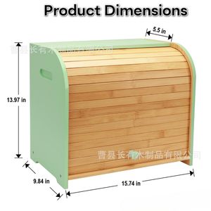 Boîte de rangement pour pain en bambou, armoire à pain double couche pour la cuisine, utilisation sur le bureau, design uni - Product Image 5