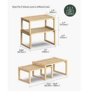 <b>Kitchen</b> Storage <b>Rack</b> 2 Tier Wooden Modern Minimalist Design For Organizers - Product Image 4
