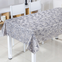 Nappe en PVC RNPT grise à motif maille fine, avec envers en tissu opaque, facile à nettoyer, pour cuisine, salle à manger, café, maison
