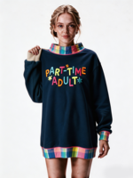 Sweat-shirt à col montant pour femme, plusieurs couleurs au choix, longueur allongée, logo brodé personnalisé