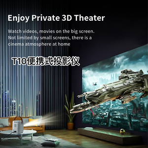 Proyector Android portátil T10, resolución de 1920x1080, 1200 lúmenes ANSI, proyección de 50-150 pulgadas, ideal para cine en casa, oficina, películas - Product Image 6