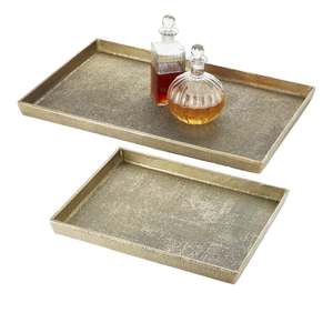 Plateau de service en aluminium doré pour centres de table Offre Spéciale nouveau design plat de service en forme de rectangle meilleur vendeur - Product Image 6