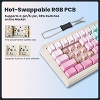 Zornher ST68 Mini Split Type Mechanical Keyboard Wireless Three-mode RGB Backlit Hot-Swap Gaming Keyboard untuk Kantor