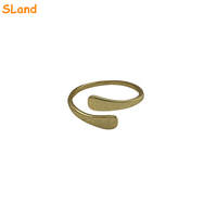 SLand Schmuck Großhandel Verstellbarer Rohmessing-Fingerring-Rohling, Flache Oberfläche mit Ösen zum Befestigen von Anhängern und Perlen