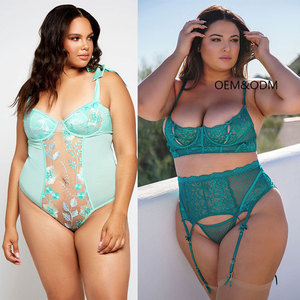 Conjunto de Lencería de Encaje para Mujer, Talla XXXL, con Tanga a Juego, Conjunto de Ropa Interior Sexy Deep <span class=keywords><strong>Love</strong></span>, Talla Grande - Product Image 1