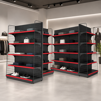Étagère Gondole Double Face en Acier pour Supermarché et Magasin de Proximité, Présentoir Réglable avec Panneau Perforé pour Commerce de Détail