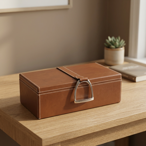 Boîte de rangement rectangulaire en bois recouverte de cuir, taille moyenne, durable, pour l'intérieur, fournitures du Ramadan, cadeau de mariage, boîte à bijoux de luxe - Product Image 1