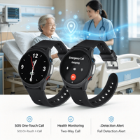 Reloj Inteligente 4G para Personas Mayores, Llamadas Bidireccionales, Alerta de Emergencia SOS, Alerta de Caídas, Posicionamiento GPS, Monitor de Frecuencia Cardíaca y Oxígeno en Sangre