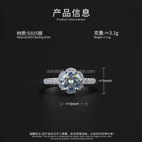 Cincin Moissanite Bunga Mawar Bulat Perak Sterling 925 Potongan Sempurna 1 Ct Moissanite Lulus Uji Berlian Cincin Pernikahan untuk Wanita