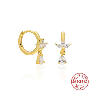CANNER Joyería de Moda, Pendientes de Plata S925 con Zirconia Marquise Ojo de Caballo, Tipo Broche, para Perforación de Cartílago, Pequeños Aros de Moda - Product Image 5