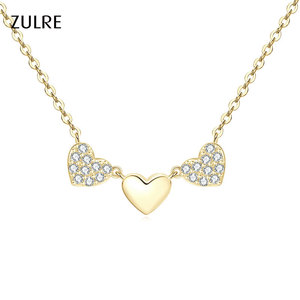 Collier pendentif en forme de cœur triple, romantique pour la Saint-Valentin, en moissanite de couleur <span class=keywords><strong>D</strong></span>, VVS1, collier ras du cou, chaîne claviculaire, pour femmes - Product Image 1