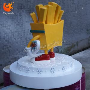 만화 감자 튀김 유리 섬유 조각, 패스트 푸드 레스토랑 환영 장식, 음식 테마 F & B 체크인 장식 - Product Image 5