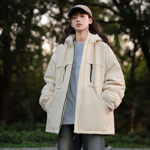 Veste coupe-vent avec doublure intérieure unisexe, vêtements de travail d'hiver pour l'extérieur, couleur unie contrastée KT3-8869 - Product Image 1