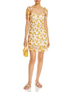 Nuove Donne arancione pannello esterno della bretella scollo a cuore ruffle orlato bordo limone mini <span class=keywords><strong>vestito</strong></span> <span class=keywords><strong>con</strong></span> la cinghia legami - Product Image 2