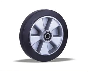 Rodas resistentes de alumínio, alta qualidade caster 200x50x50 de alumínio núcleo elástico borracha rodas industriais giratórias
