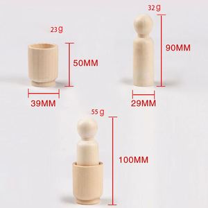 Unfinished Diy Birch <b>Wooden</b> Men Dad <b>Peg</b> Dolls for Hand Painted Engraving Wood Craft by Kids - Product Image 3