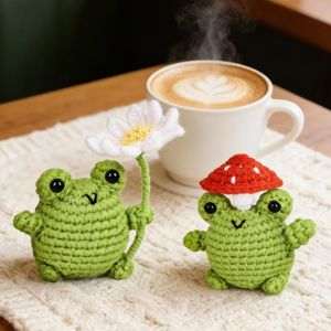 Kit de Crochet para <span class=keywords><strong>Principiantes</strong></span> Adultos, Kit de <span class=keywords><strong>Amigurumi</strong></span> de Rana, Tutoriales en Video <span class=keywords><strong>Paso</strong></span> <span class=keywords><strong>a</strong></span> <span class=keywords><strong>Paso</strong></span>, 2 Paquetes de Hilo de Algodón para Manualidades - Product Image 3