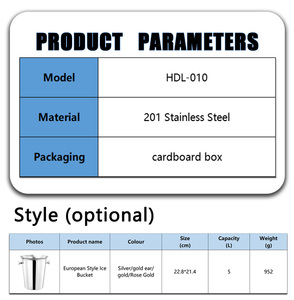 FTS Sâm banh xô Fancy cao cấp thép không gỉ rượu vang tăng mạ Vàng Câu lạc bộ Đêm HiệN ĐạI Bạc Xô đá - Product Image 4