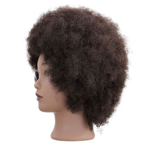 Maniquí de Entrenamiento para Cosmetología, Cabello Humano 100%, Ondulado, Afroamericano, para Prácticas de Salón, <span class=keywords><strong>Peluquería</strong></span>, Trenzado y Peinado Afro - Product Image 2