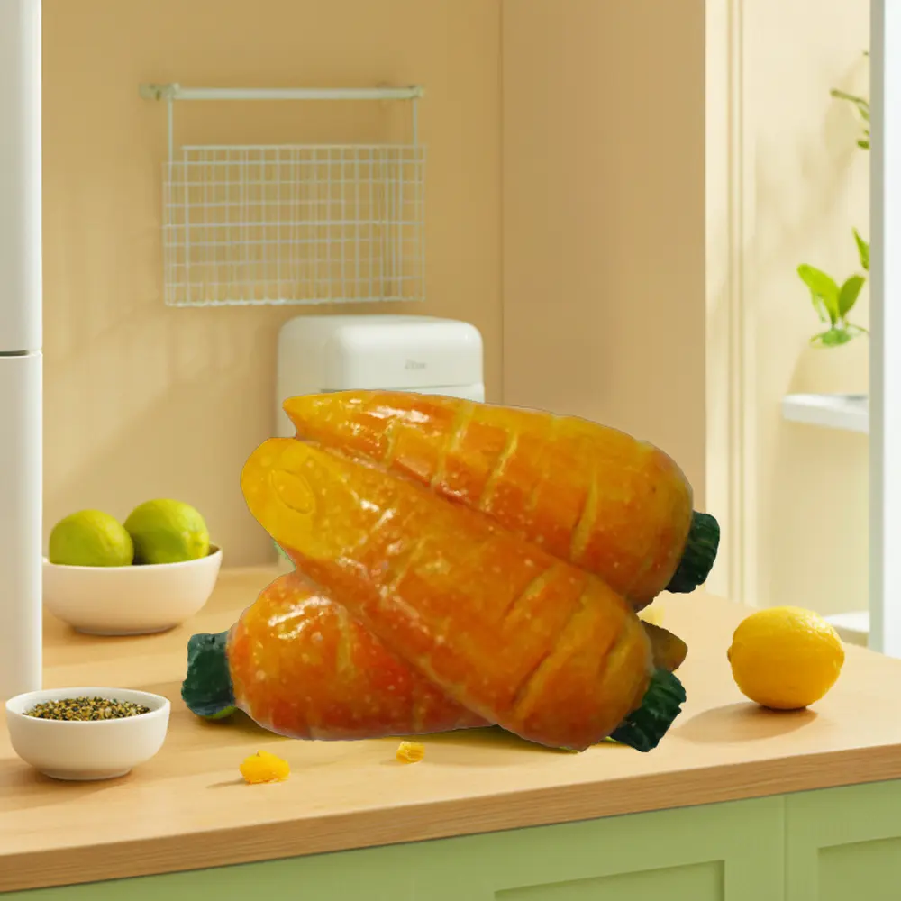 Design moderno in resina di carota scultura di medie dimensioni adesivo magnetico per il frigorifero per frutta e verdura