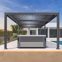 Pergola modulaire motorisée à lames orientables en aluminium, pavillon extérieur facile à assembler et résistant aux intempéries pour terrasse sur toit et terrasse de café