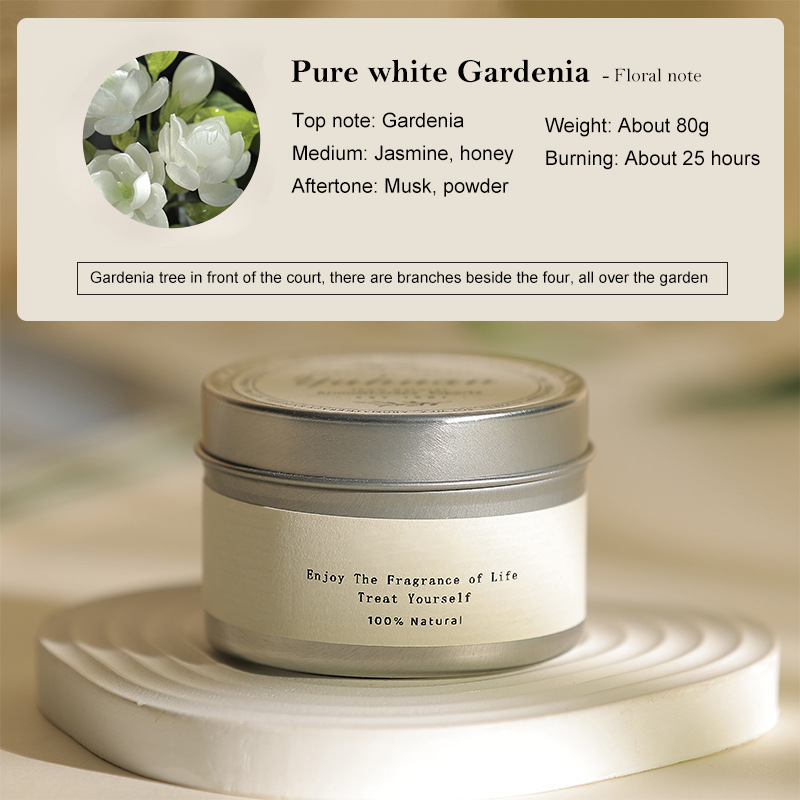Silver Iron Box Aromatherapy/White Gardenia - Wax 80g