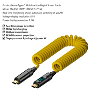 Câble USB-C vers Type-C Thunderbolt 3 avec affichage LED, USB3.2 10 Gbps, 100 W 5 A, cordon USB-C pour iPhone 16 17 Pro MacBook Pro 2 m