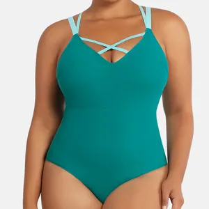 Ladymate ODM/OEM trajes de bano de una pieza de talla grande Womenワンピース水着ストラップモノキニ水着プラスサイズ