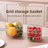 Keranjang Pembuangan Air Persegi dari Baja Tahan Karat 304, Keranjang Penyimpanan Serbaguna untuk Buah, Sayuran & Kosmetik